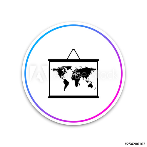 500x500 World Map On A School Blackboard Icon Isolated On White Background