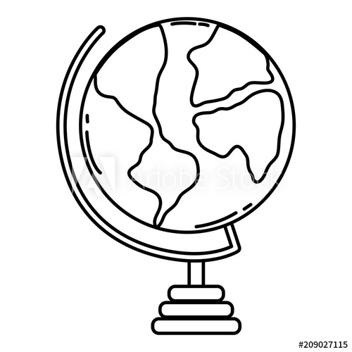 500x500 Line Global World Map Geography Desk