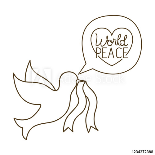 500x500 Dove Of Peace With World Peace Isolated Icon