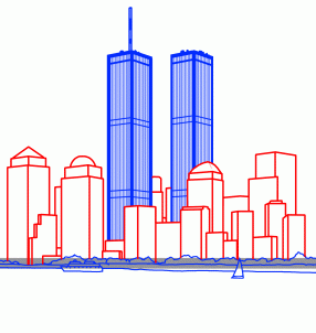 286x302 How To Draw The Twin Towers, Twin Towers, Step