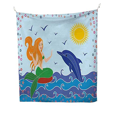 466x466 Mermaid Decortapestrydolphin And Mermaid Girl