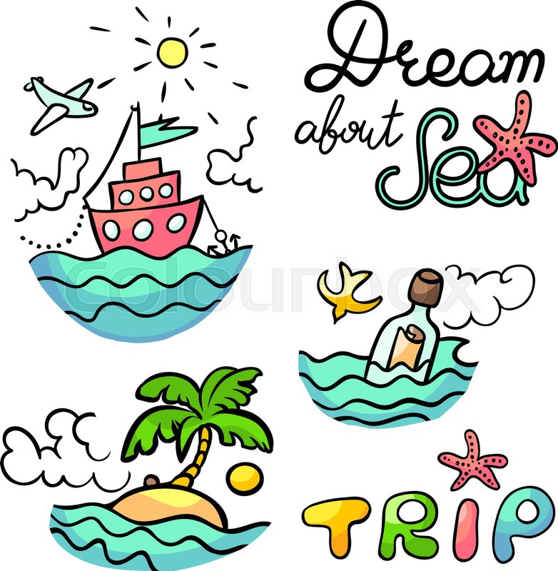 782x800 Cartoon Style Illustration Summer Sea Stock Vector Colourbox