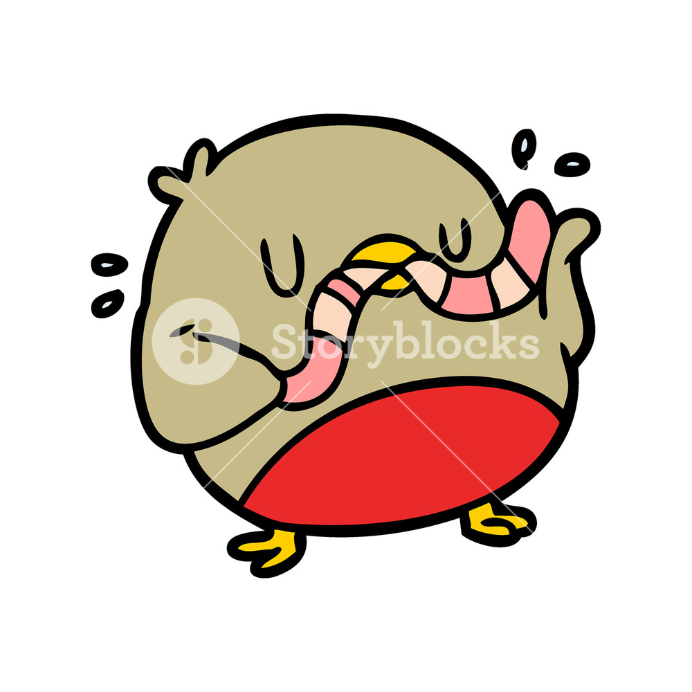 1000x1000 Cartoon Bird Eating Worm Royalty Free Stock Image