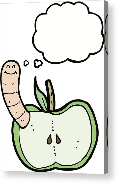 476x740 Cartoon Apple With Worm With Thought Bubble Acrylic Print