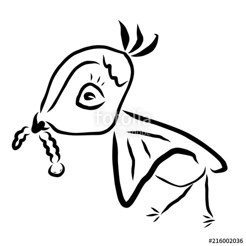 500x500 A Cute Child's Drawing, A Bird Carrying A Worm Stock Photo