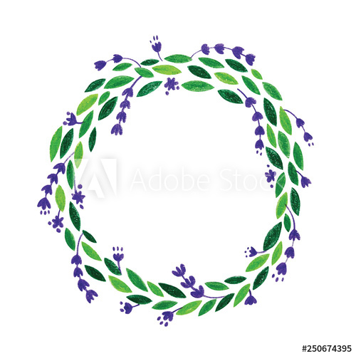 500x500 Illustration Drawing Sweet Wreath Flower, Color Pencils