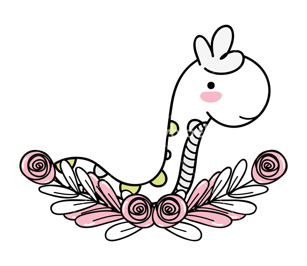 1000x867 Snake Animal Drawing With Flowers Wreath Vector Illustration