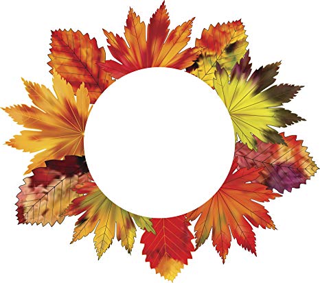 466x413 Autumn Fall Leaves Wreath Circle Drawing Vinyl Decal