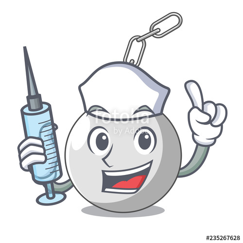 500x500 Nurse Wrecking Ball Hanging From Chain Cartoon Stock Image