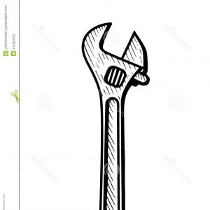 300x300 Hand Drawn Adjustable Spanner Vector Engraving Doodle Drawing