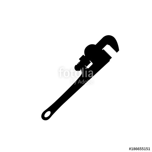 500x500 Black Silhouette Of Pipe Wrench On White Background Isolated