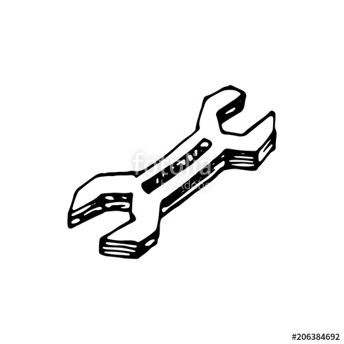 500x500 Handdrawn Wrench Doodle Icon Hand Drawn Black Sketch Sign Symbol