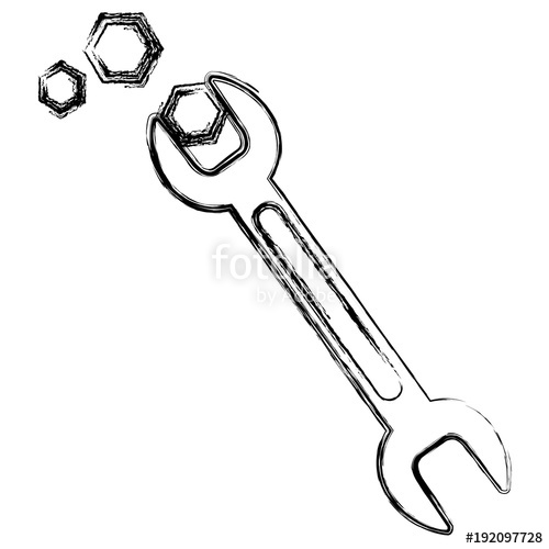 500x500 Wrench Tool With Nuts Vector Illustration Design Stock Image