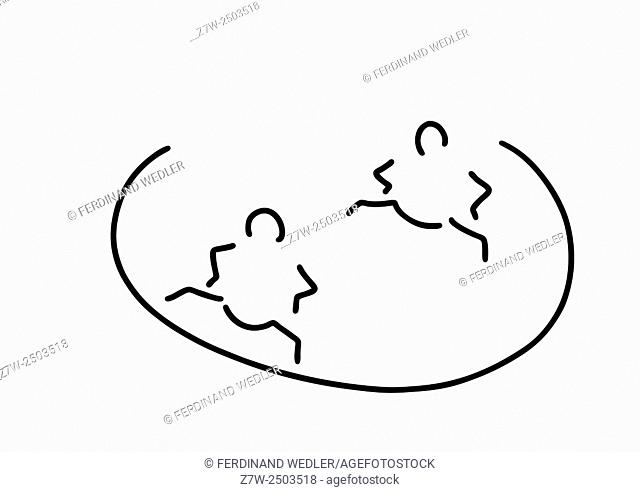 640x492 Illustration Line Drawing Of Wrestling Stock Photos And Images