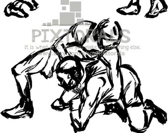 340x270 Wrestling Clipart Etsy