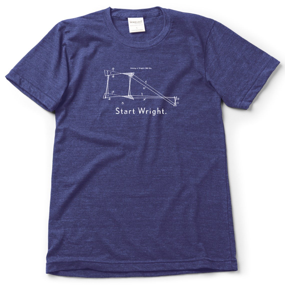 1140x1140 start wright t shirt short sleeve, tri indigo the wright brothers