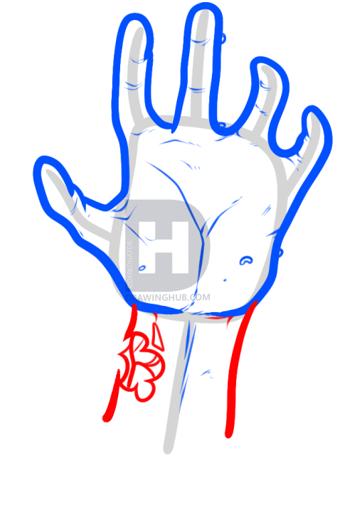478x720 How To Draw A Zombie Hand, Step