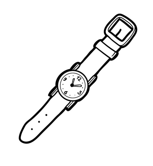 600x652 Coloring Book, Wrist Watch Art Print