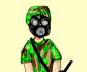 300x250 Soldier Wearing A Gas Mask