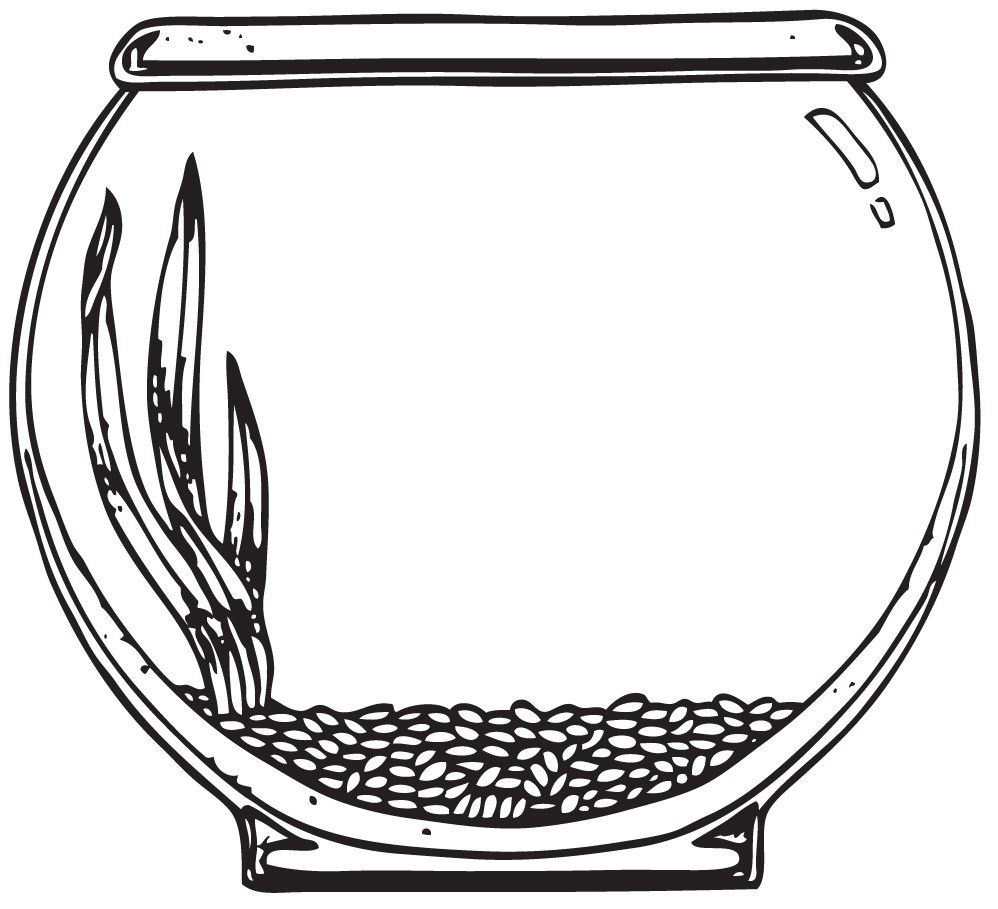 998x909 Fish Tank Clipart Black And White
