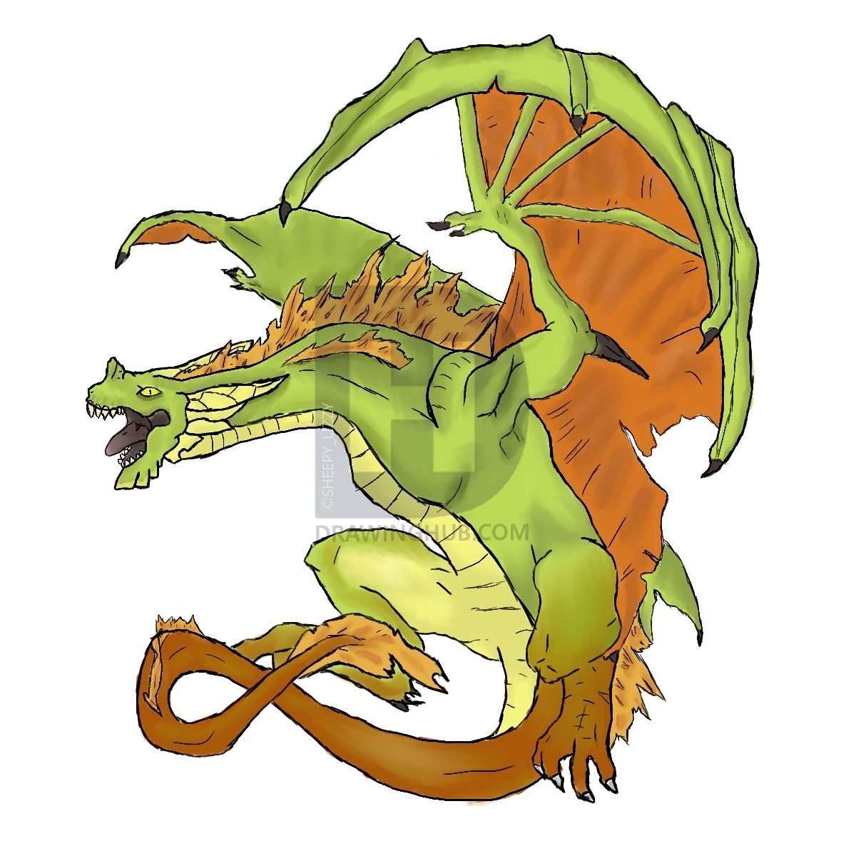 1200x1200 wyvern drawing