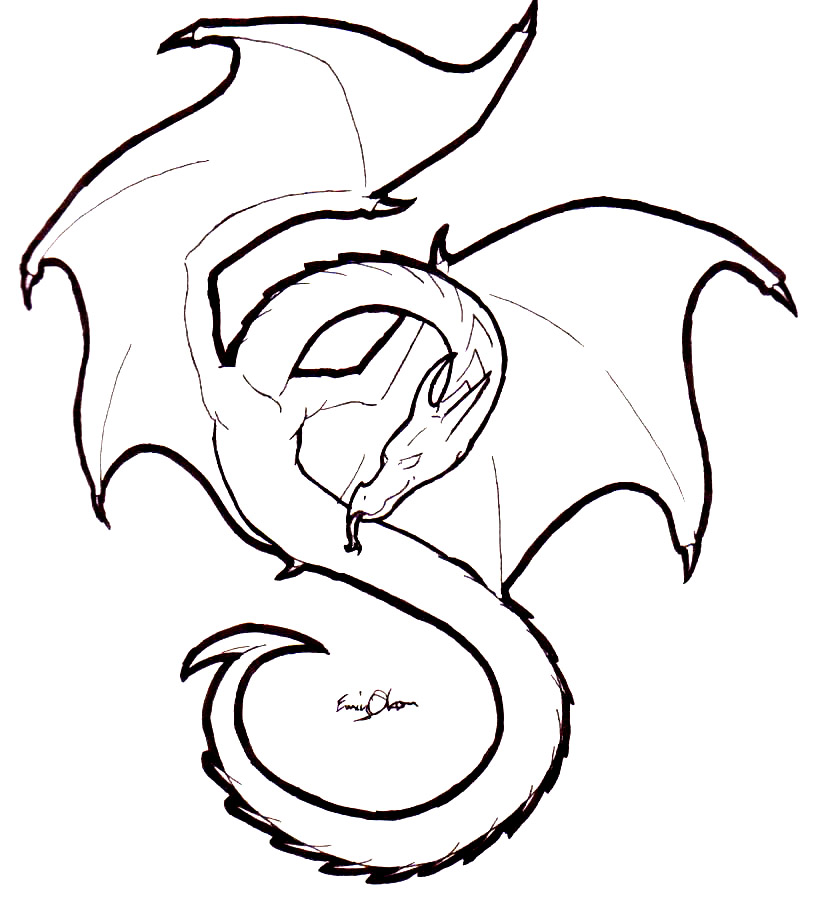 816x912 wyvern lineart simple for free download