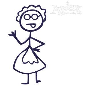 300x300 grandma stick figure embroidery design grandmom grandparent