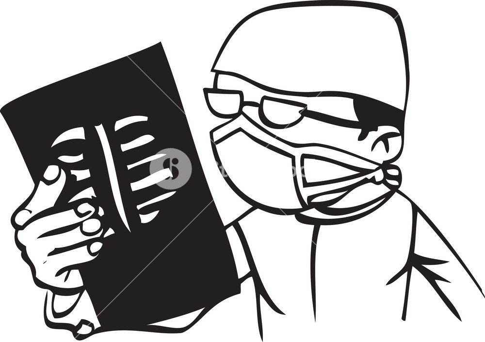 1000x705 Illustration Of A Doctor With Mask And X Ray Royalty Free Stock
