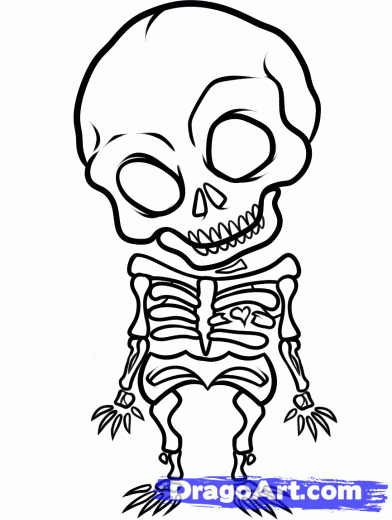 392x520 Paso Dibujar Un X Ray, Tatuaje Chibi Skull