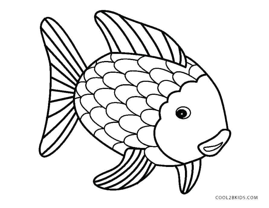 890x689 Rainbow Outline To Color Fish Coloring