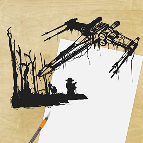 500x500 star wars x wing on dagobah, unframed, yoda, luke