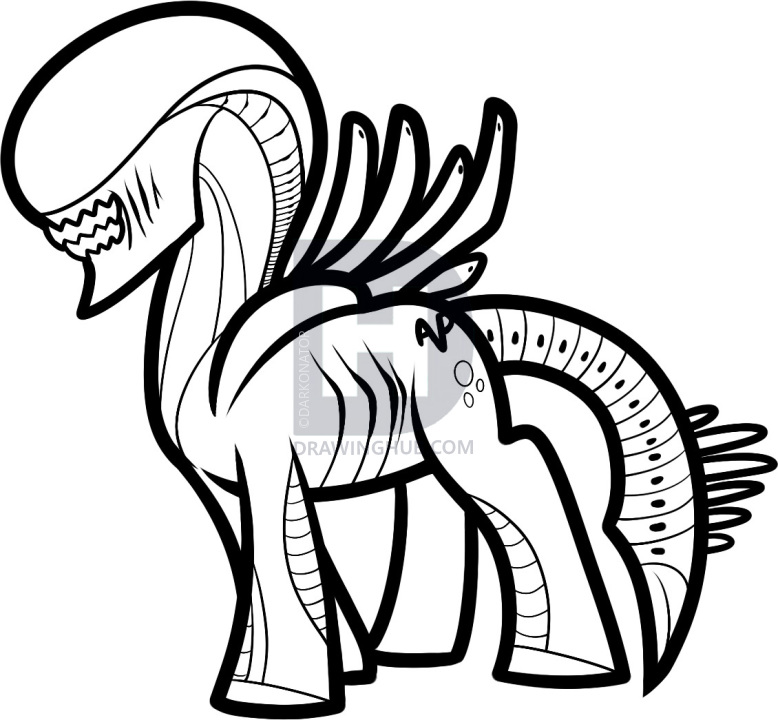 778x720 How To Draw An Alien Pony, Xenomorph Pony, Step
