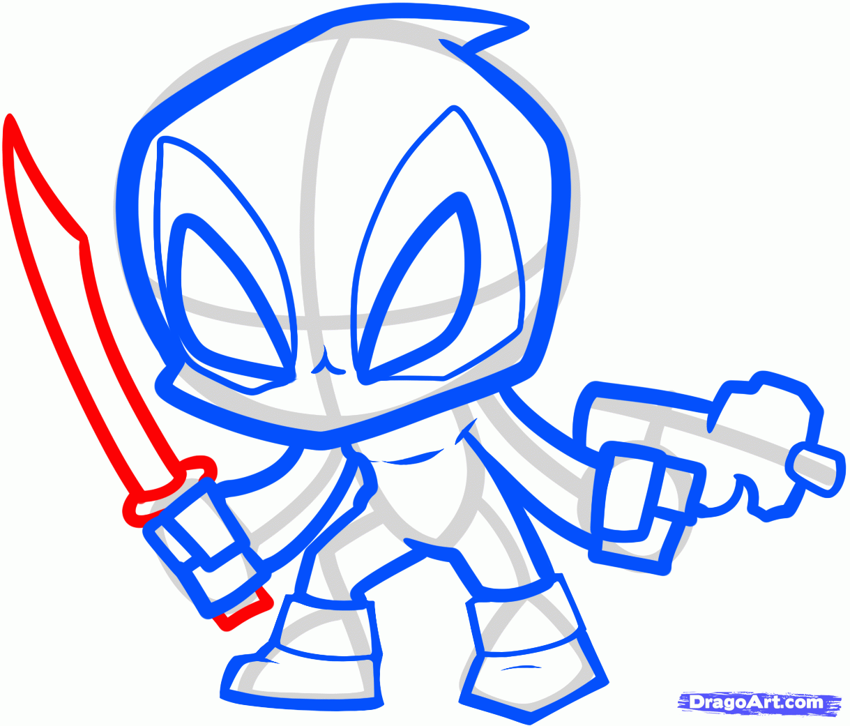 1219x1041 draw chibi deadpool, deadpool from xmen, step