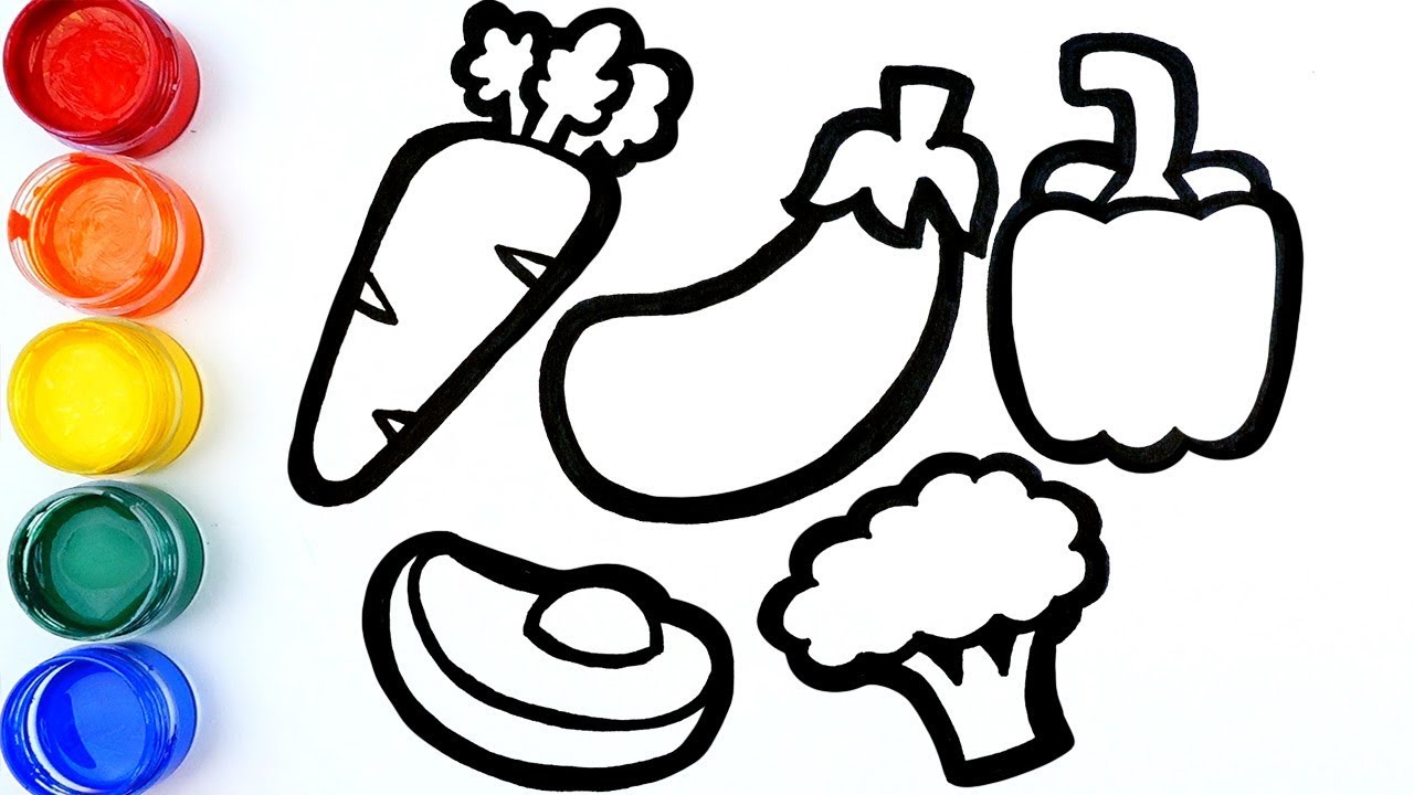 1280x720 Glitter Vegetable Coloring And Drawing Learn Colors For Kids