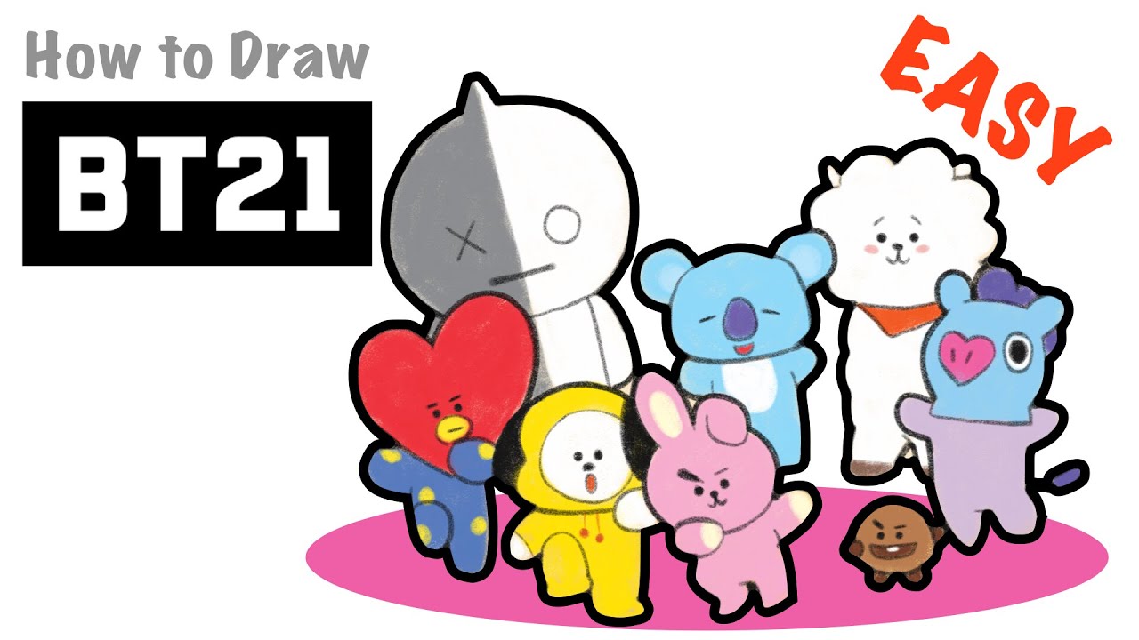 1280x720 how to draw bts van, tata, rj, chimmy, cooky, shooky