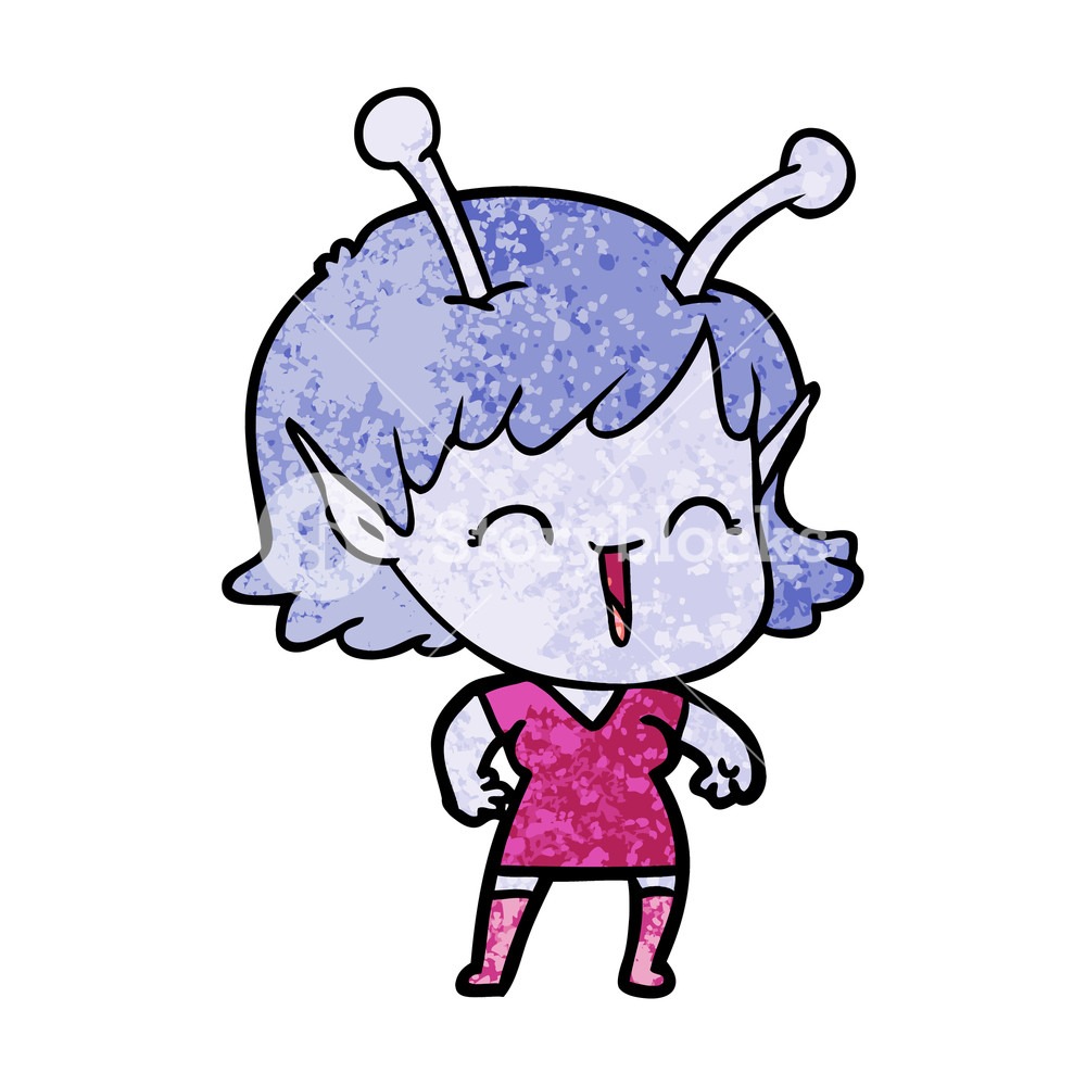 1000x1000 Cartoon Alien Girl Laughing Royalty Free Stock Image