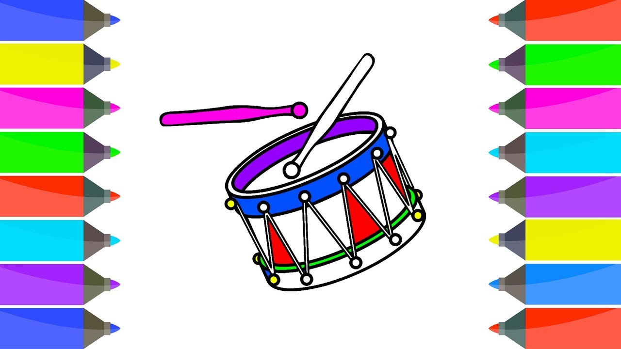 1280x720 how to draw drum easy kids learn drawing coloring pages book learn
