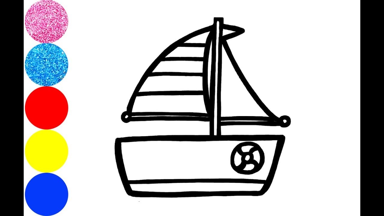 1280x720 Yacht Coloring And Drawing Painting Learn Colors For Kids