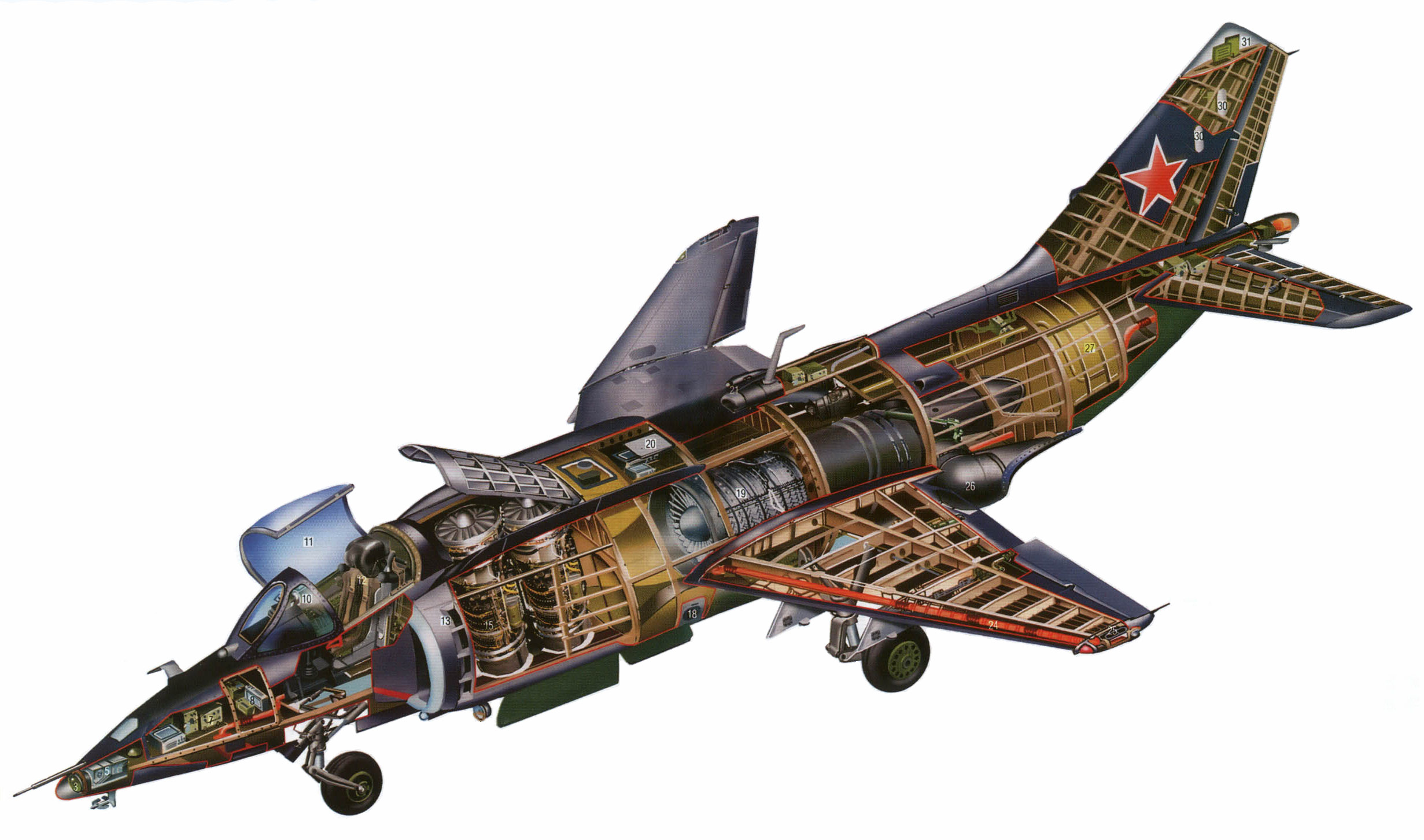 2462x1452 Yakovlev Yak Cutaway Drawing In High Quality