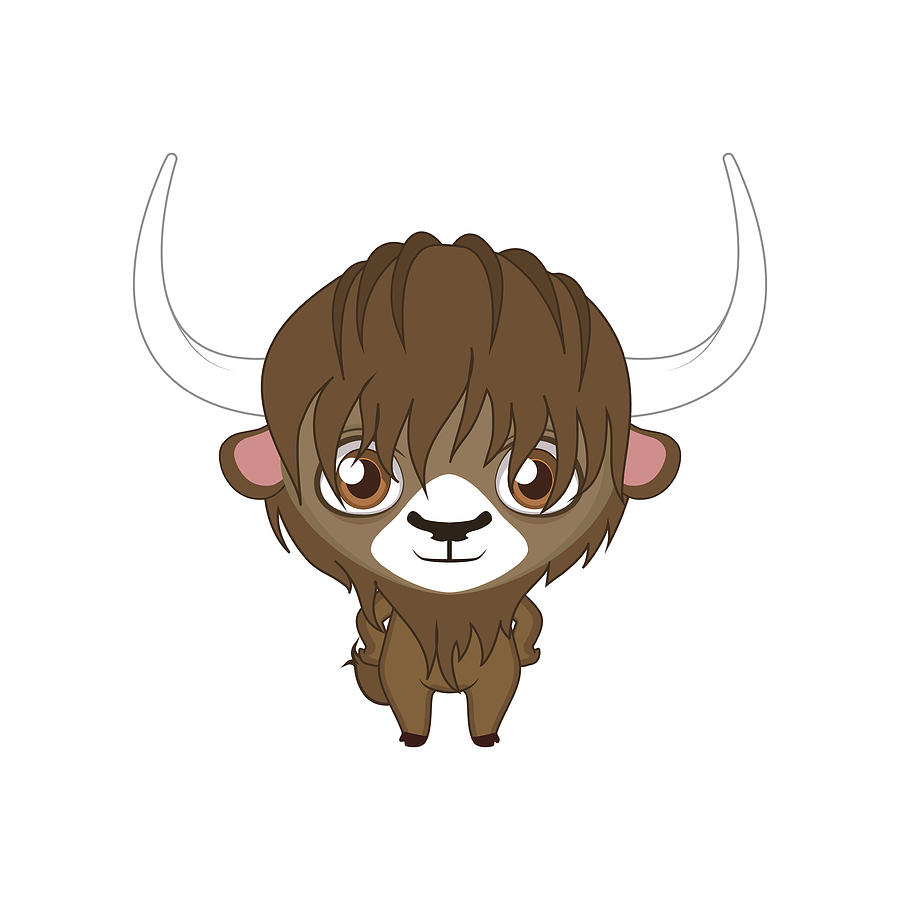 900x900 Cute Stylized Cartoon Yak Illustration