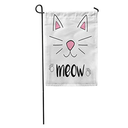425x425 Semtomn Garden Flag Cat Meow Drawing Writing Black