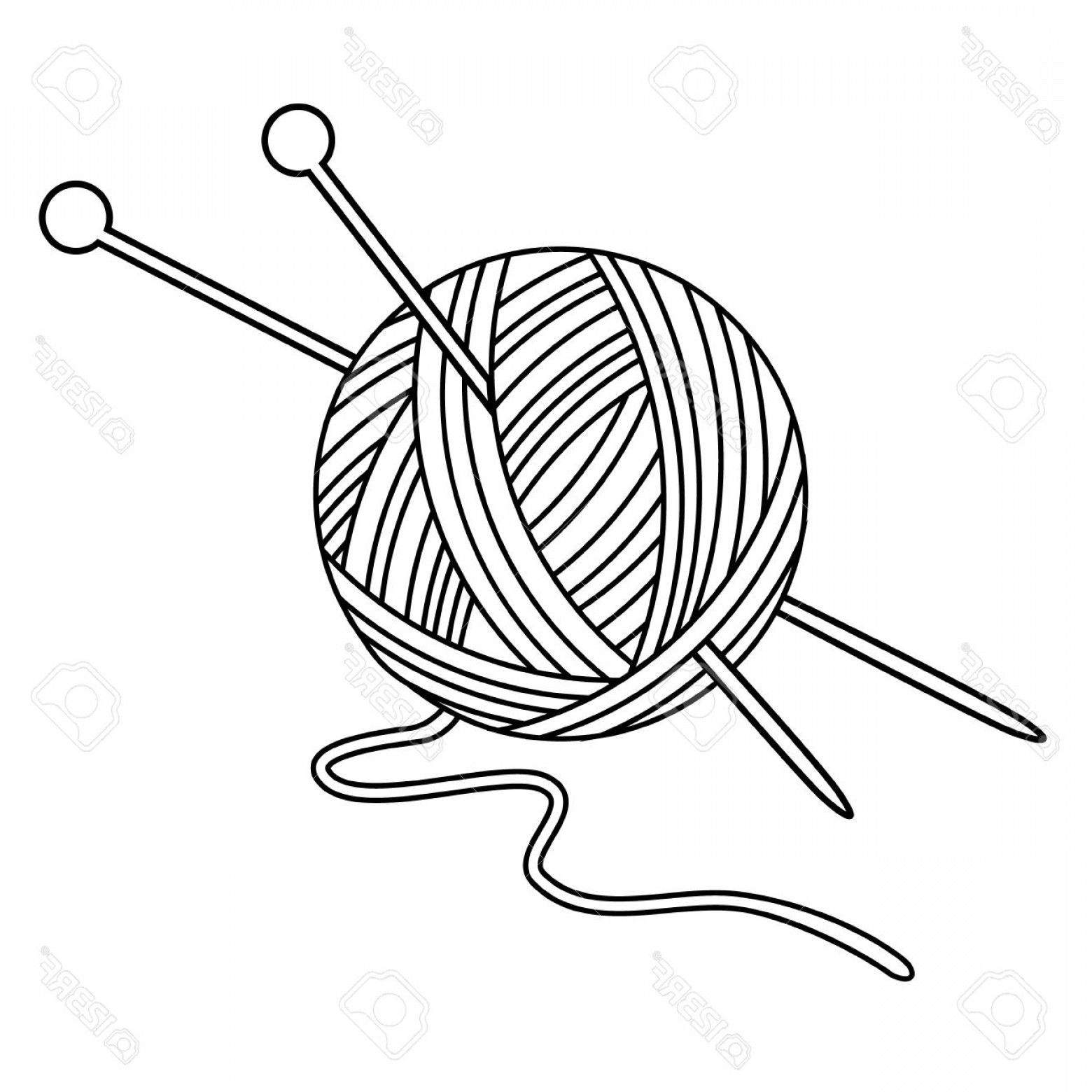 1560x1560 Photostock Vector Vector Illustration Outline Drawing Yarn Ball