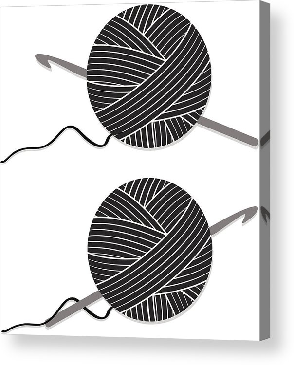 604x750 Stylized Ball Of Yarn And Crochet Hook, Icon Acrylic Print