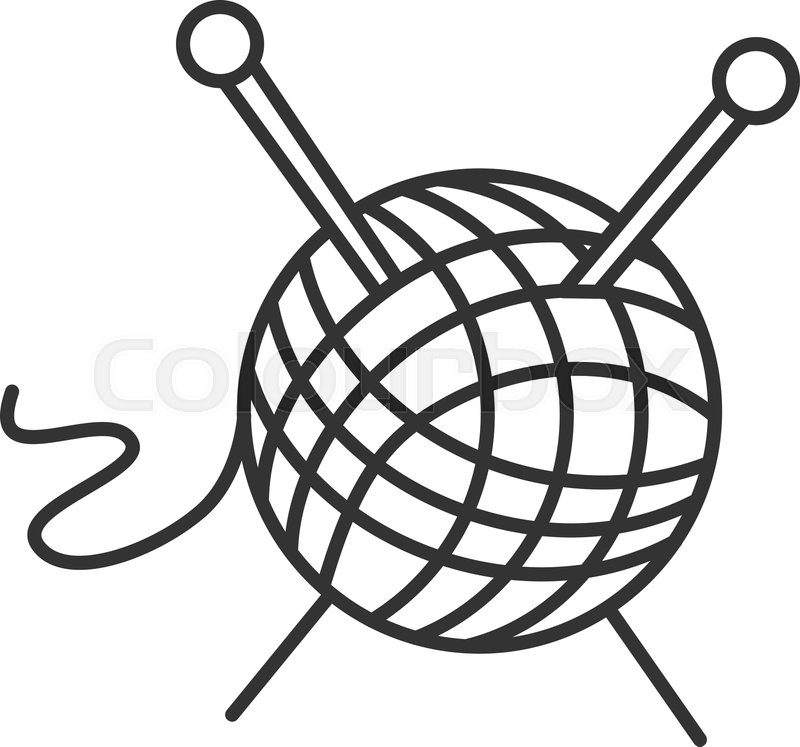 800x747 Wool Clew With Knitting Needles Linear Stock Vector Colourbox