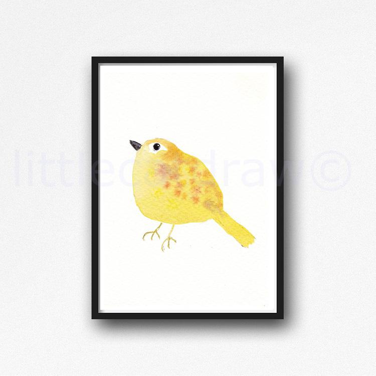 750x750 Buy Yellow Bird Watercolor Painting Print Watercolour Wall Decor
