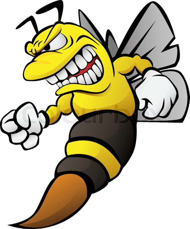 665x800 Aggressive Funny Cartoon Bee, Wasp, Stock Vector Colourbox