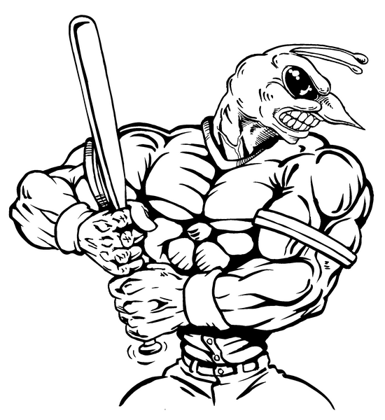 550x600 Baseball Batter Hornet, Yellow Jacket, Bee Mascot Decal Sticker