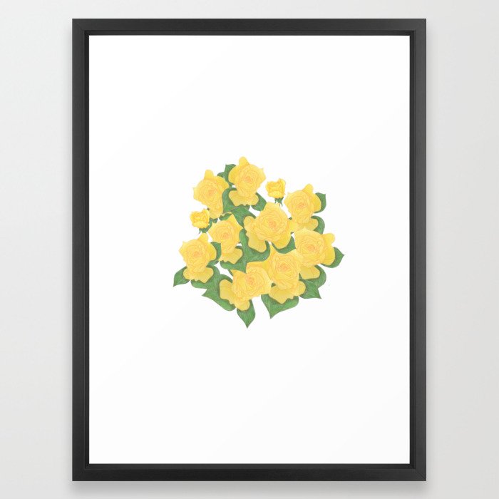 700x700 Yellow Rose Bouquet Digital Drawing Framed Art Print