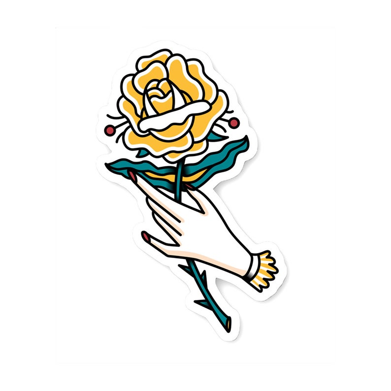 794x794 Yellow Rose Sticker Etsy