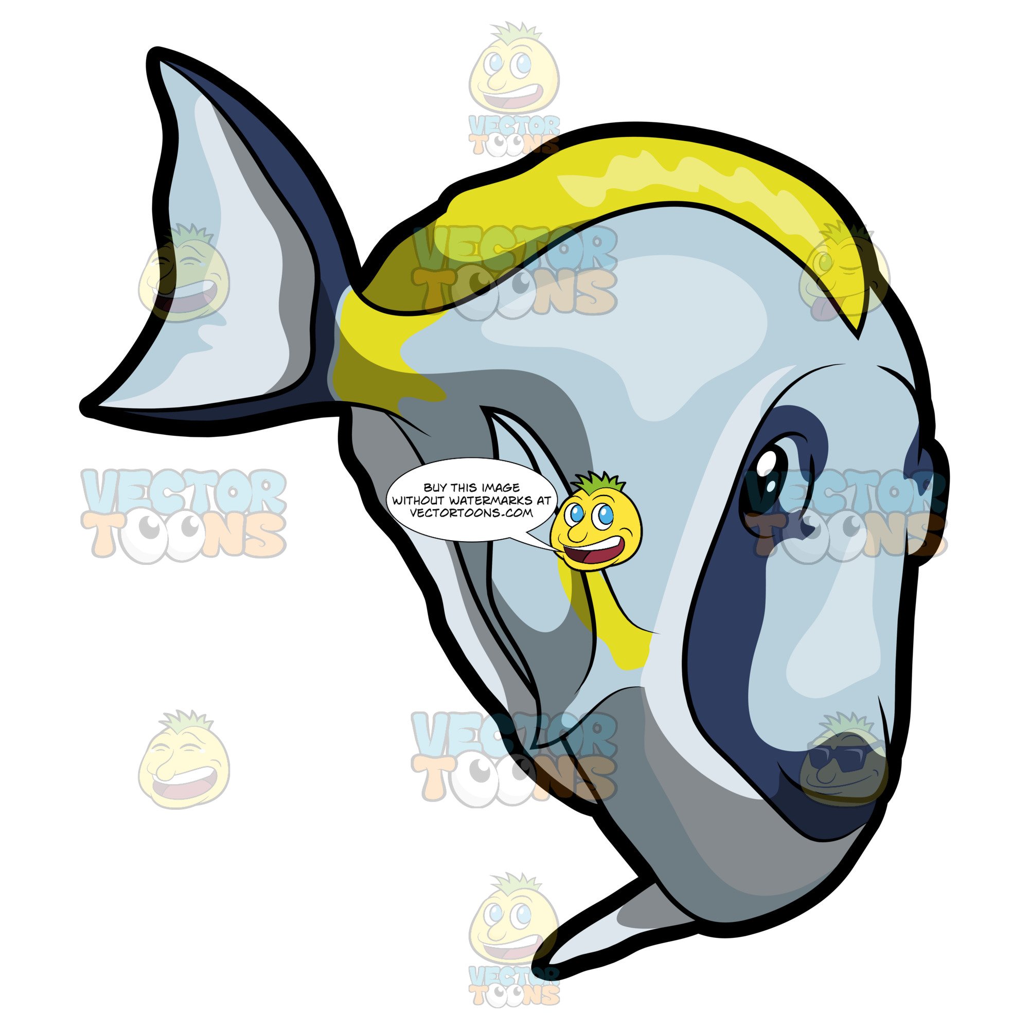 2000x2000 A Blue Tang With Yellow Fin Fish Clipart Cartoons